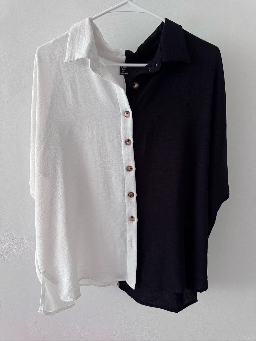SHEIN Two-Tone Button-Up Shirt - White & Black (NEVER USED)